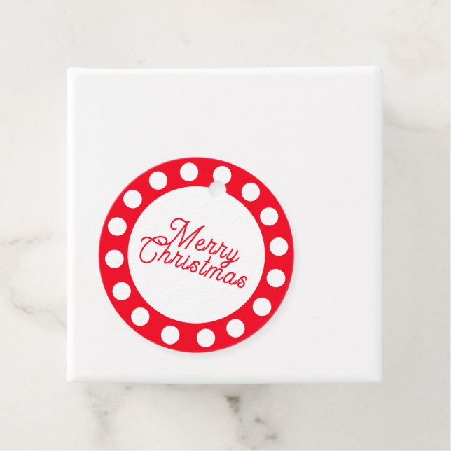 Custom Merry Christmas Red and White Dots Geschenkanhänger (Beispiel)