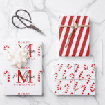 Custom Merry Christmas Red Candy Cane Monogram Geschenkpapier Set<br><div class="desc">Ein personalisiertes "Frohe Weihnachten" Bonbonmogramm-Design mit einer Weihnachtsfarbe. Ein ideales festliches,  individuelles Design für die Ferienzeit. Passen Sie das Monogramm an und machen Sie es zu Ihrem eigenen!</div>