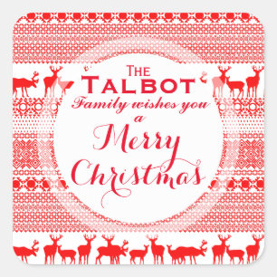 Custom MERRY CHRISTMAS SAASON'S GREETING S Aufkleb Quadratischer Aufkleber