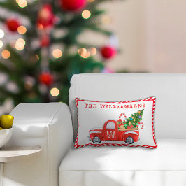 Custom Merry Christmas Tree Red Vintag Truck Lendenkissen