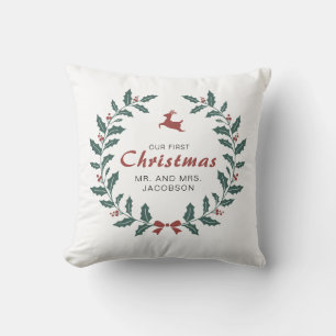 Custom Merry Christmas Wreath Deer Heilige Beere Kissen