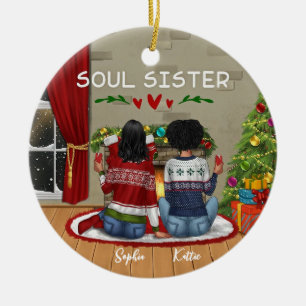 Custom Merry christmast Soul Sister Keramik Ornament