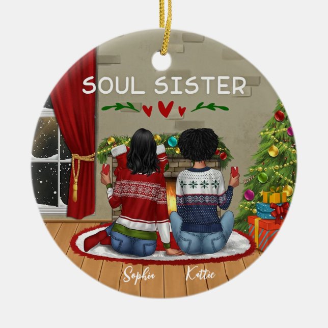 Custom Merry christmast Soul Sister Keramik Ornament (Vorne)