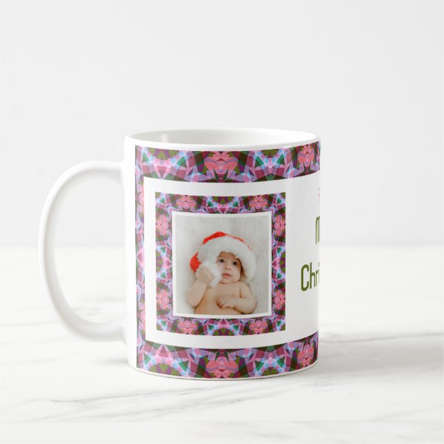 Custom Merry Pink Herbst Weihnachts Foto Tee Kaffeetasse (Links)