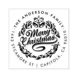 Custom Merry Weihnachtsfamilie Name Rücksendeadres Gummistempel