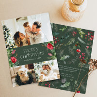 Custom Message 3 Foto Green Botanic Christmas