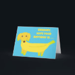 Custom Message Banana Dog Funny Birthday Karte<br><div class="desc">Diese niedliche Karte zeigt Abbildungen von Dackel-Hunden,  die aus Bananen gemacht sind. Die Nachricht auf der Vorderseite und auf der Innenseite kann mit Ihrem eigenen Text angepasst werden,  sodass Sie die perfekte Karte für jeden Anlass erstellen können.</div>