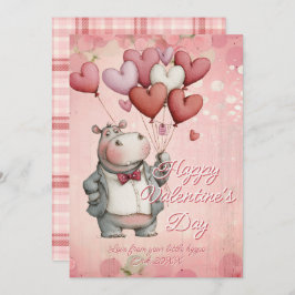 Custom Message Hippo Animal Valentines Day Feiertagskarte