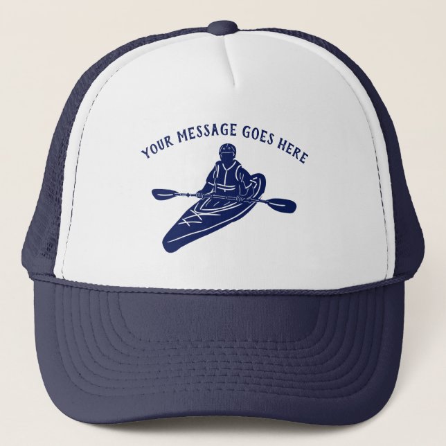 Custom Message Kayakers Navy Blue Kayak Truckerkappe (Vorderseite)