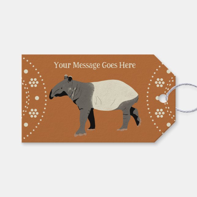 Custom Message Malayan oder Asian Tapir Geschenkanhänger (Vorderseite (Horizontal))