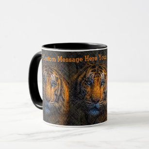 Custom Message Tiger Face Grunge Tasse