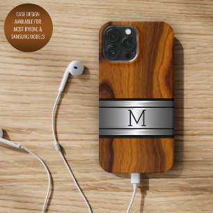 Custom Metal Modern Trendy Wood Grain Pattern iPhone 16 Pro Max Hülle