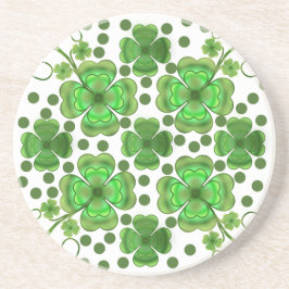 Custom Metallic Green Clover & Swirl Pattern  Getränkeuntersetzer