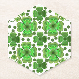 Custom Metallic Green Clover & Swirl Pattern Untersetzer