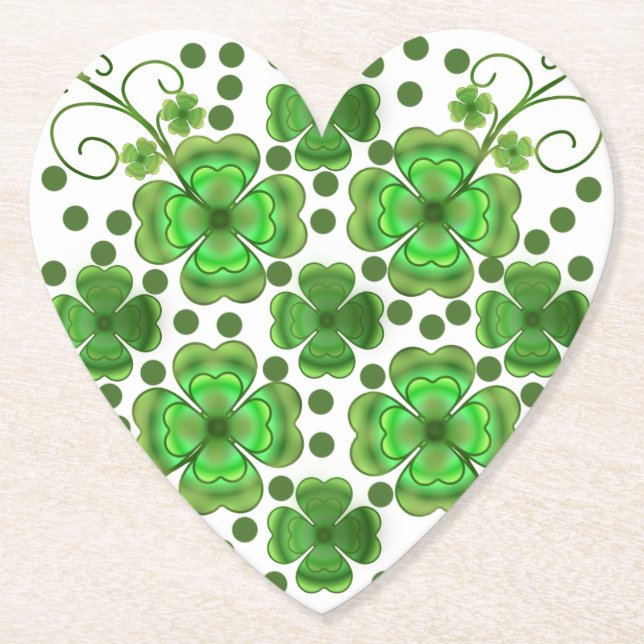 Custom Metallic Green Clover & Swirl Pattern  Untersetzer (Vorderseite)