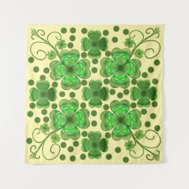 Custom Metallic Green Clover & Swirl Pattern Wandteppich