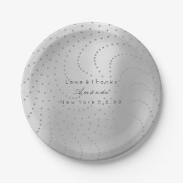 Custom Metallic Swarovski Crystal Gray Silver Dots Pappteller