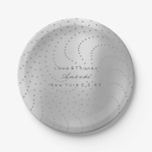 Custom Metallic Swarovski Crystal Gray Silver Dots Pappteller