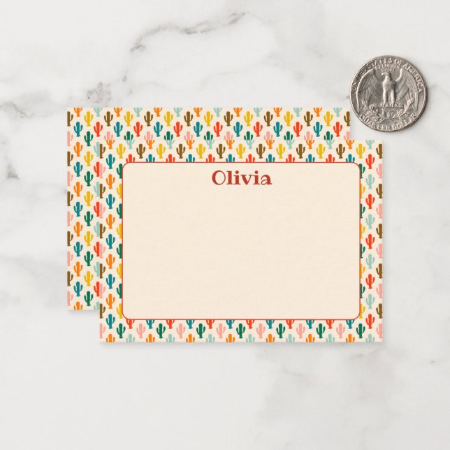 Custom Mexican Cacti Note Card Mitteilungskarte (Vorderseite/Rückseite Beispiel)