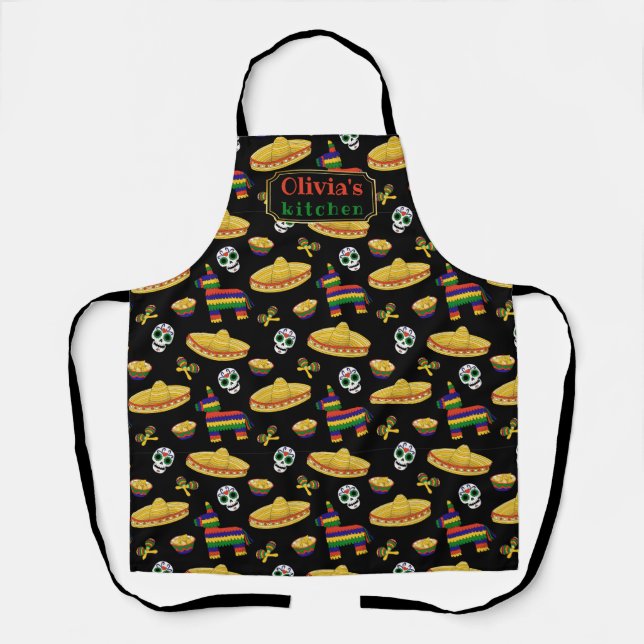 Custom Mexican Fiesta & Día de Muertos Apron Schürze (Vorderseite)
