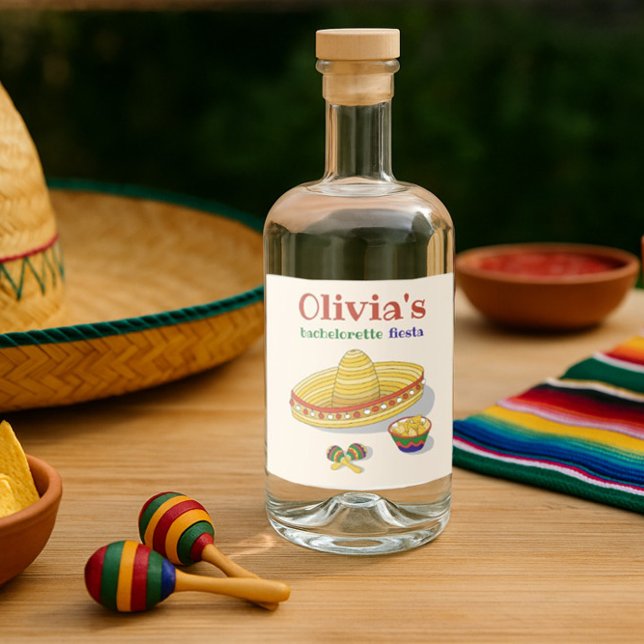 Custom Mexican Fiesta Junggeselinnen-Abschied Teqi Alkoholflaschenetikett (Von Creator hochgeladen)