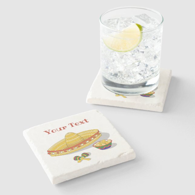 Custom Mexican Fiesta  Steinuntersetzer (Seitenansicht)