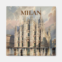 Custom Milan Duomo di Milano Vintage Watercolor Magnet