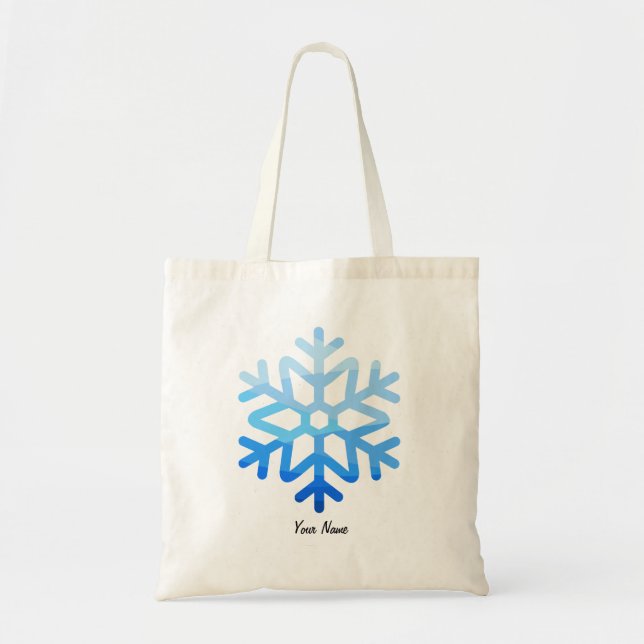 Custom Minimal Coole ästhetische Blue Snowflake Tragetasche (Vorne)