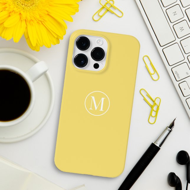 Custom Minimal Elegante Monogram Lemon Yellow Soft Case-Mate iPhone Hülle (Von Creator hochgeladen)