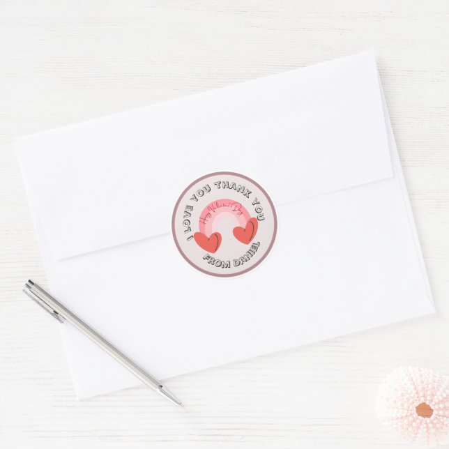 Custom Minimal Round Name and Message Design Runder Aufkleber (Umschlag)