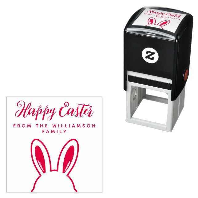 Custom Minimalist Cute Bunny Ears Happy Easter Permastempel (Beispiel)