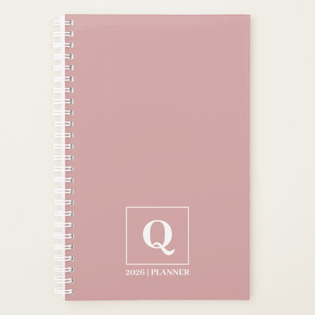 Custom Minimalist Feminine Dusty Rose 2026 Planner Planer (Vorderseite)