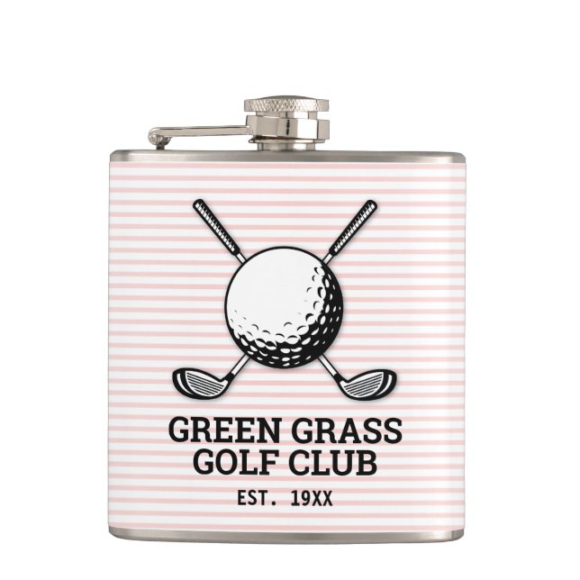 Custom Minimalist Golf Club Logo Design Flask Flachmann (Vorderseite)