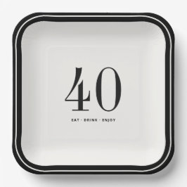 Custom Minimalist Plates, Black and White Birthday Pappteller