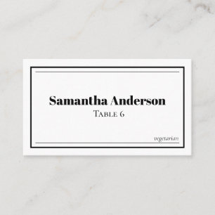 Custom Minimalistisch Black and White Wedding Platzkarte