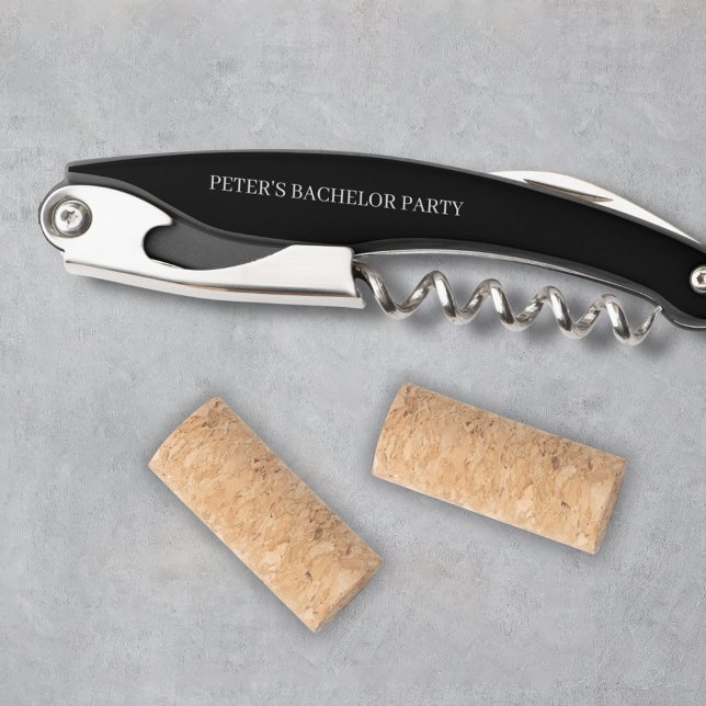 Custom Minimalistisch Black & White Bachelor Party Kellnermesser (Custom Minimalist Black & White Bachelor Party Waiter's Corkscrew
)