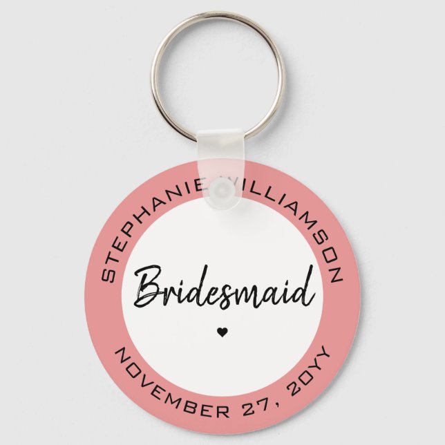 Custom Minimalistisch Bridesmaid Personalisiertes  Schlüsselanhänger (Vorderseite)