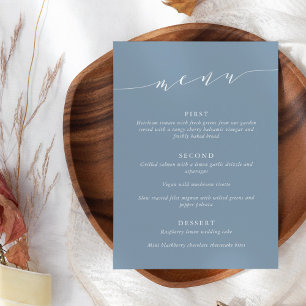 Custom Minimalistisch Classic Dusty Blue Wedding Menükarte