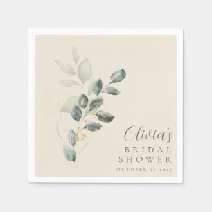 Custom Minimalistisch Gold Greenery Brautparty Serviette