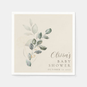 Custom Minimalistisch Greenery Baby Shower Serviette