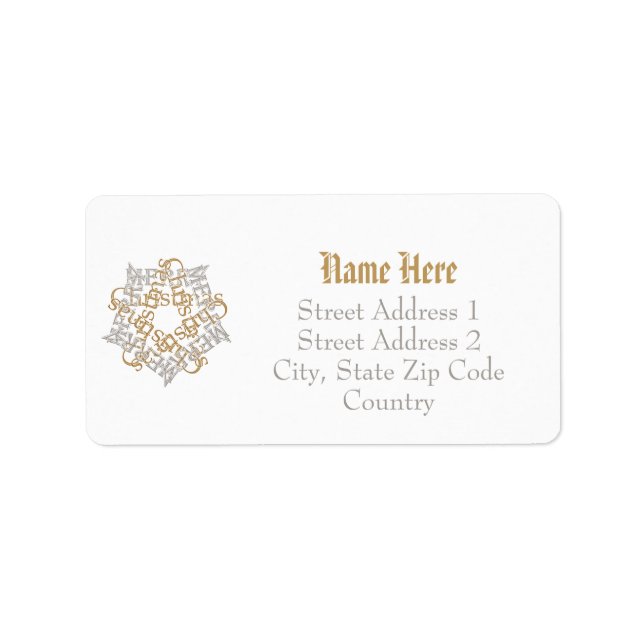 Custom Minimalistisch Merry Christmas Star Silver  Adressaufkleber (Vorne)