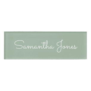 Custom Minimalistisch Modern Wedding Blue Script Namenschild