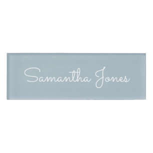 Custom Minimalistisch Modern Wedding Blue Script Namenschild