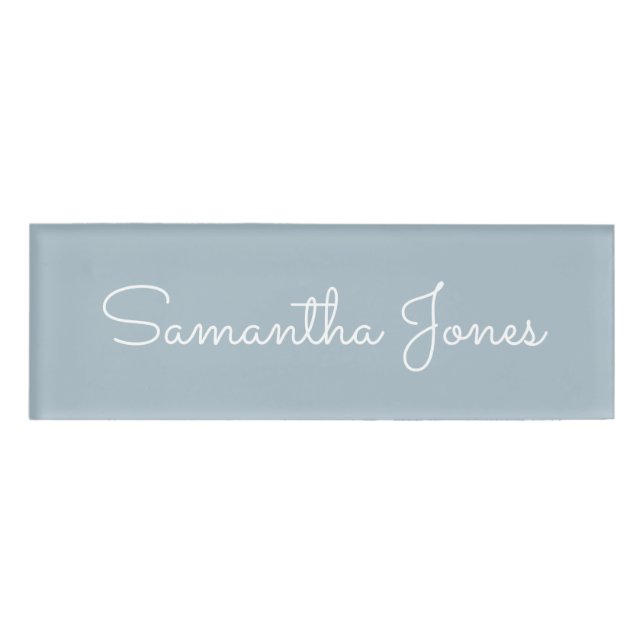 Custom Minimalistisch Modern Wedding Blue Script Namenschild (Vorderseite)