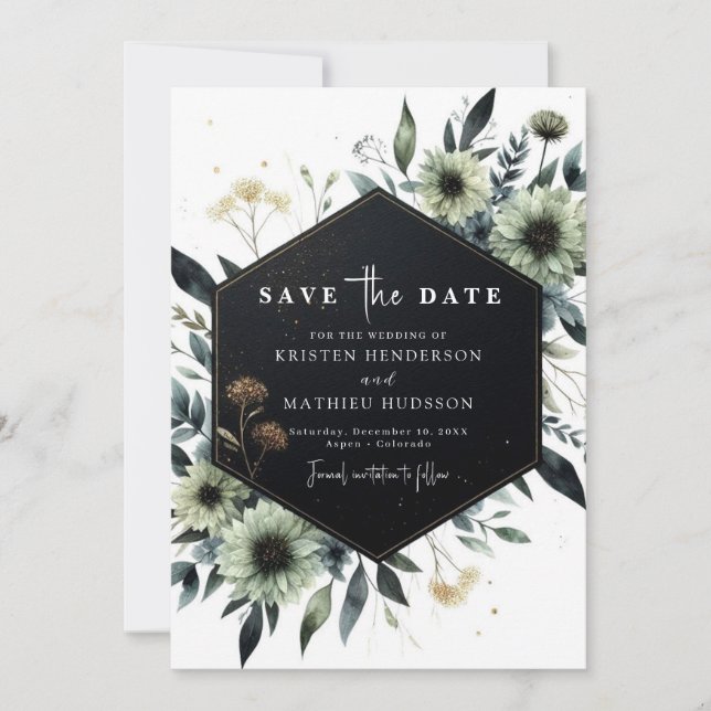 Custom Minimalistisch Romantic Sage Green Wedding Save The Date (Vorderseite)