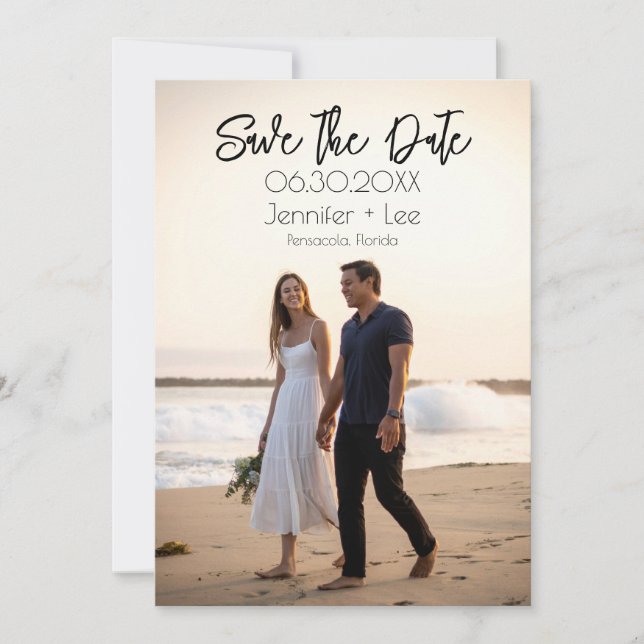 Custom Minimalistisch Wedding Foto Save the Date Einladung (Vorderseite)