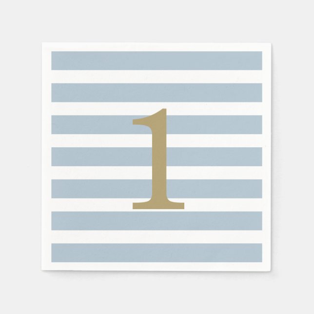 Custom Minimalstreifen Baby Boy Geburtstag Napkins Serviette (Vorderseite)