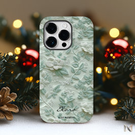 Custom Mint Green bestickt floral iPhone Case