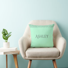 Custom Mint Green Throw Pillow | Name & Initials Kissen