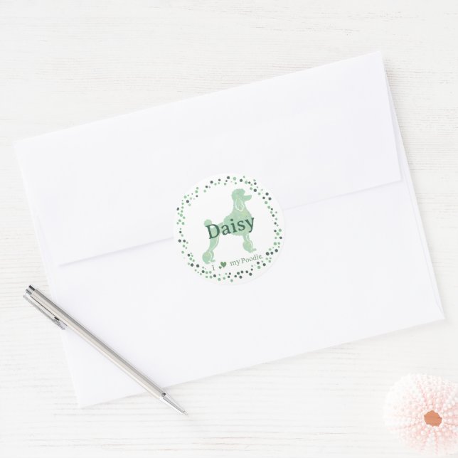 Custom mint poodle sticker - Personalized Gift  (Umschlag)